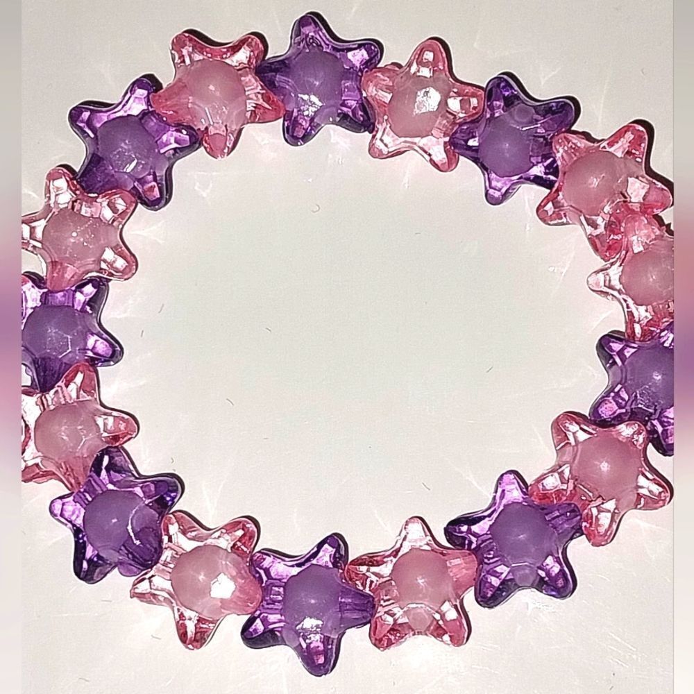 Pink And Purple Star Beaded Colorful Bracelet - Picture 5 of 7